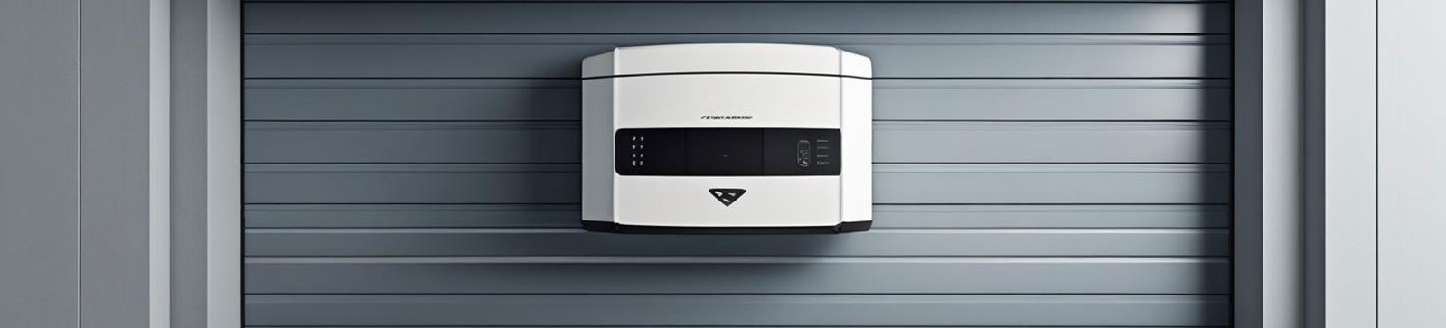 Automatic garage door opener mounted on sleek garage door in a modern Grayslake, IL garage.